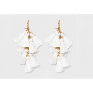 White Multi Tassel Earrings Baublebar New